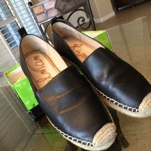 Sam Edelman Khloe Black Leather Espadrille Size 8